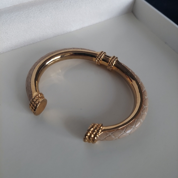 Just Cavalli Snake Skin Bracelet Bangle Cuff Ivory and Gold - Picture 6 of 7